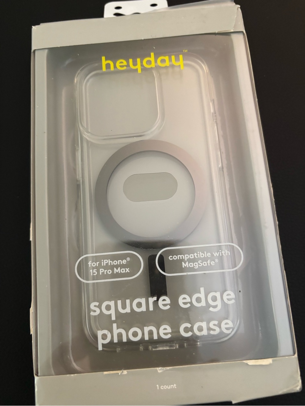 Heydsy Clear Square Edge Phone Case with MagSafe for iPhone 15 Pro Max - Clear